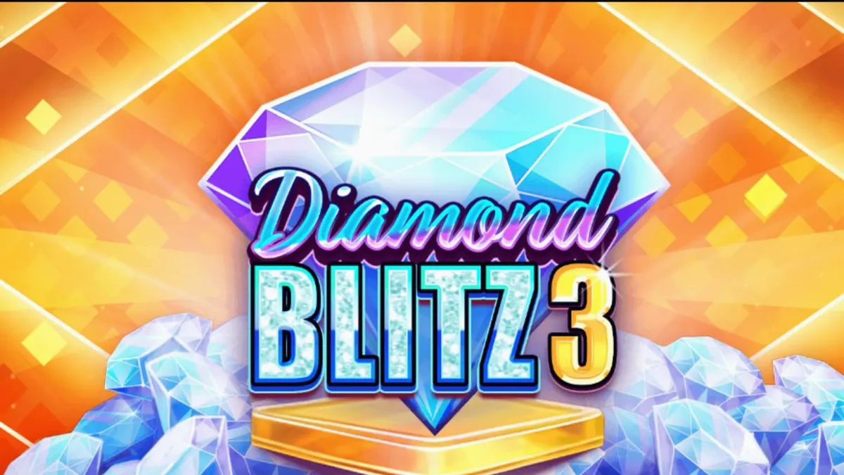 Diamond Blitz 3 slot machine screen na may makikinang na hiyas at gintong disenyo